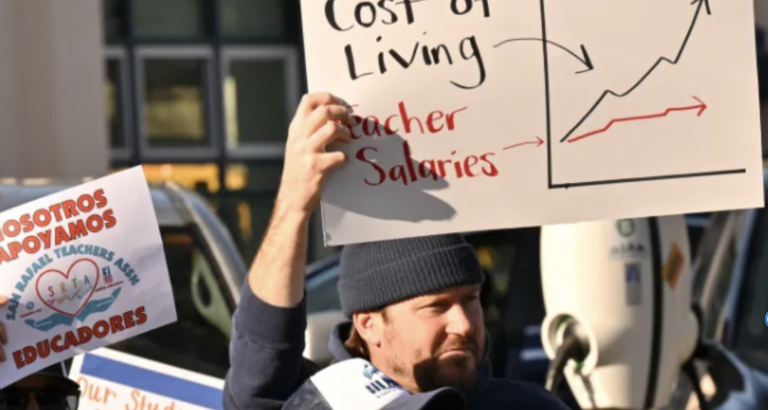Teachers protesting for more affordable housing